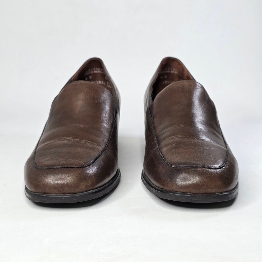 Munro American Loafers Womens Size 9 W Brown Leather Square Toe Block Heel Shoes - Picture 12 of 13